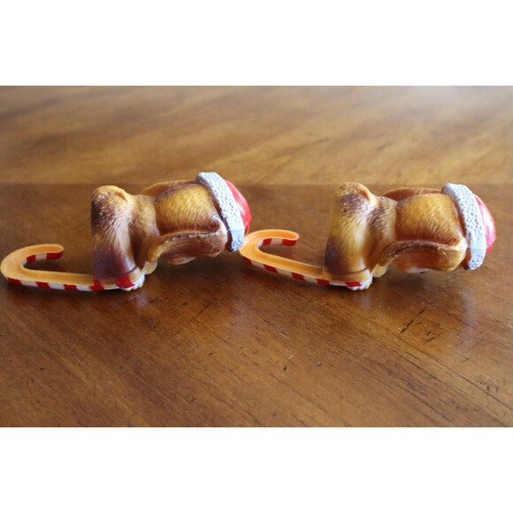 Lot 2x Vtg Santa Beagle Hound Dog Christmas Stocking Hanger Holder Shelf Sitter - Picture 6 of 10